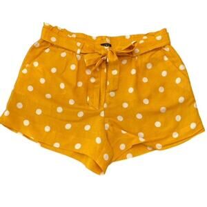Loft Golden Yellow Polka Dot Linen Shorts - Size Medium